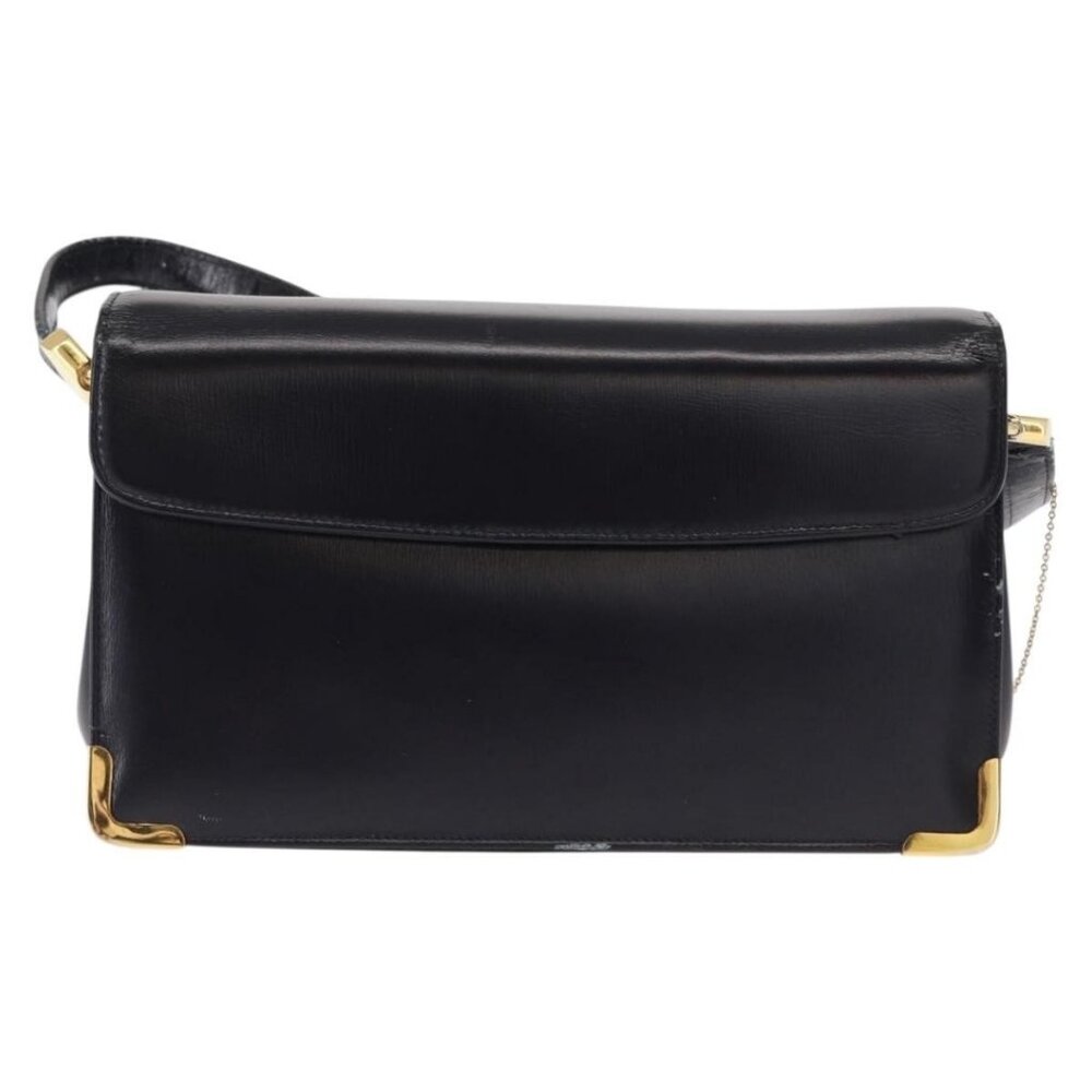 Authentic Christian Dior Shoulder Bag Leather Navy Gold - Picture 9 of 16